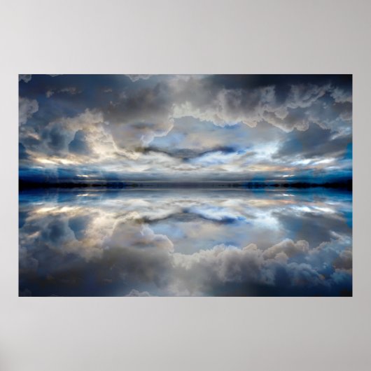 Donkere gereflecteerde wolken poster (Voorkant)