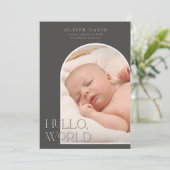 Donkere geslachtsneutrale Arch Foto geboortebekend Kaart (Staand voorkant)