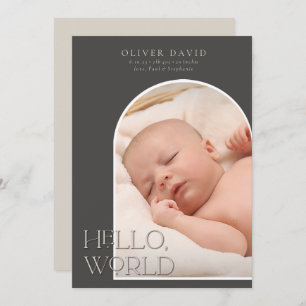 Donkere geslachtsneutrale Arch Foto geboortebekend Kaart