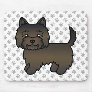 Donkere gestreepte Cairn Terrier Schattige Cartoon Muismat