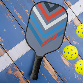 Donkere gestreepte nostalgische vintage chevron me pickleball paddle