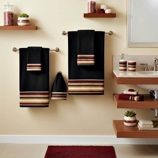 Donkere getextureerde strepen badhanddoekset bad handdoek