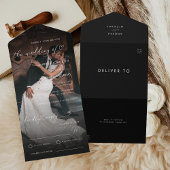 Donkere gevlekte foto Romantic Heart Script Weduwe All In One Uitnodiging