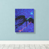 Donkere gevleugelde figuur die over de ruimte vlie canvas afdruk (Insitu (Houten vloer))