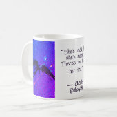 Donkere gevleugelde figuur die over de ruimte vlie koffiemok (Voorkant links)