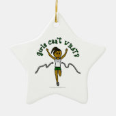 Donkere Girl Runner in Green Uniform Keramisch Ornament (Voorkant)