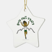 Donkere Girl Runner in Green Uniform Keramisch Ornament (Links)