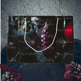 Donkere glamour kerstornamenten groot cadeauzakje