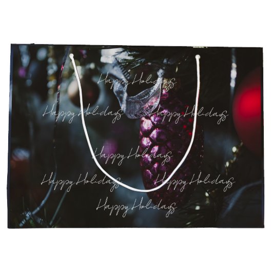 Donkere glamour kerstornamenten groot cadeauzakje (Achterkant)