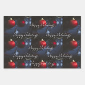 Donkere glamour kerstornamenten inpakpapier vel (Voorkant 2)