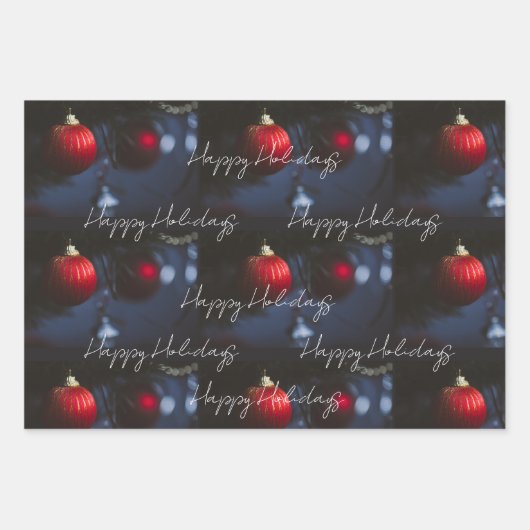 Donkere glamour kerstornamenten inpakpapier vel (Voorkant 2)