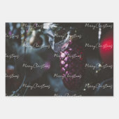 Donkere glamour kerstornamenten inpakpapier vel (Voorkant)