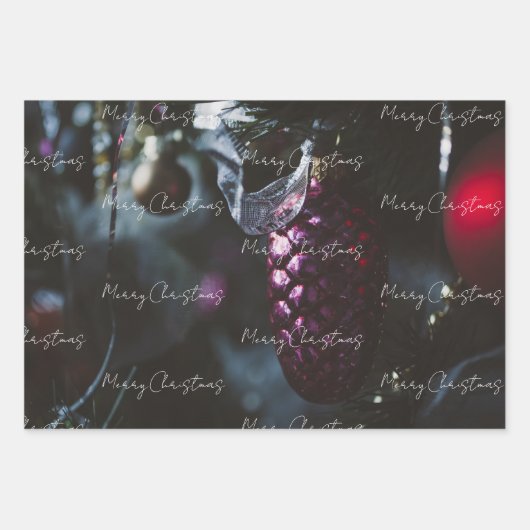 Donkere glamour kerstornamenten inpakpapier vel (Voorkant)