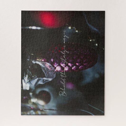 Donkere glamour kerstornamenten legpuzzel (Verticaal)