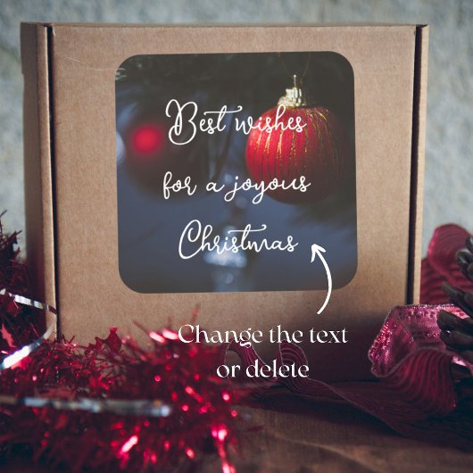 Donkere glamour kerstornamenten vierkante sticker