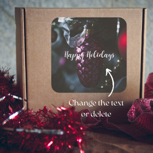 Donkere glamour kerstornamenten vierkante sticker