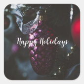 Donkere glamour kerstornamenten vierkante sticker (Voorkant)