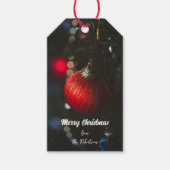 Donkere glamour rode kerst bables en slinger cadeaulabel (Voorkant)