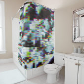 Donkere glitch achtergrond, illustratie. Zwart, bl Douchegordijn (In situ)