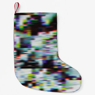 Donkere glitch achtergrond, illustratie. Zwart, bl Kleine Kerstsok