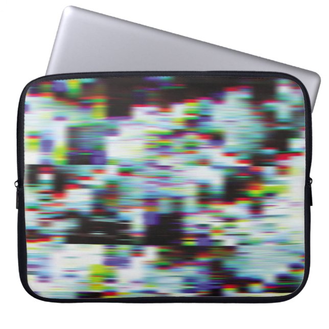 Donkere glitch achtergrond, illustratie. Zwart, bl Laptop Sleeve (Voorkant)