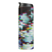 Donkere glitch achtergrond, illustratie. Zwart, bl Thermosbeker (Geroteerd rechts)