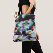 Donkere glitch achtergrond, illustratie. Zwart, bl Tote Bag (Dichtbij)