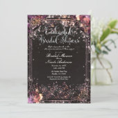 Donkere Glitter Glam Licht Bruiloft Feestje Kaart (Staand voorkant)