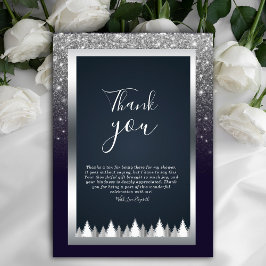 Donkere Glitter Zilver Marineblauw Dank Je Kaart