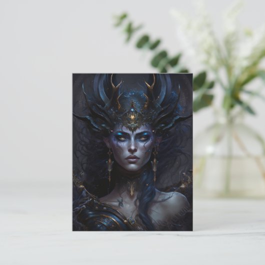 Donkere godin Queen Fantasy Art Briefkaart (Staand voorkant)