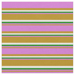 Donkere Goldenrod, orchidee, groen en wit patroon Stof