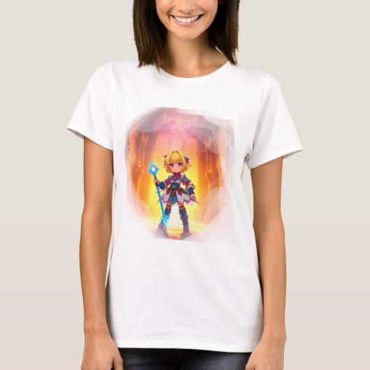 Donkere goochelaar meisje- Anime Fantasy Hero in G T-shirt (Voorkant)