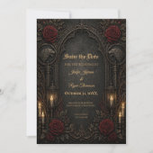 Donkere GOT gotische save-the-date uitnodiging (Voorkant)