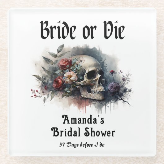 Donkere Goth Bridal of Die Bridal Shower Glazen Onderzetter (Voorkant)