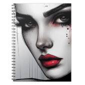Donkere Gothic Allure – Dramatische Rode Lippen Notitieboek (Voorkant)