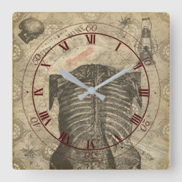 Donkere Gothic Anatomie Ephemera Vierkante Klok