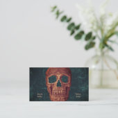 Donkere gothic Brown Skull Blauwgroen Textiel Tatt Visitekaartje (Staand voorkant)