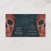 Donkere gothic Brown Skull Blauwgroen Textiel Tatt Visitekaartje (Achterkant)