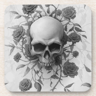 Donkere Gothic Floral Roos Bier Onderzetter