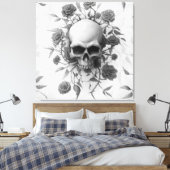 Donkere Gothic Floral Roos Canvas Afdruk (Insitu (Slaapkamer))
