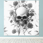 Donkere Gothic Floral Roos Canvas Afdruk (Insitu (Houten vloer))