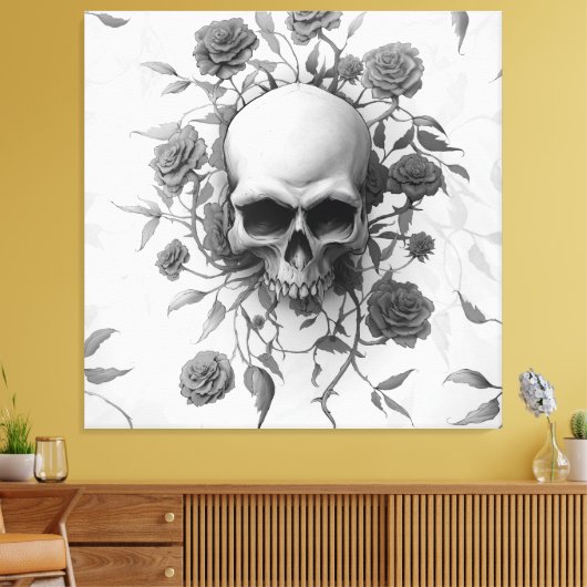 Donkere Gothic Floral Roos Canvas Afdruk (Insitu (Woonkamer))