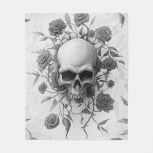 Donkere Gothic Floral Roos Skull Fleece Deken