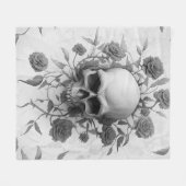 Donkere Gothic Floral Roos Skull Fleece Deken (Voorkant (Horizontaal))