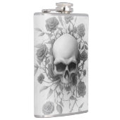 Donkere Gothic Floral Roos Skull Heupfles (Rechts)