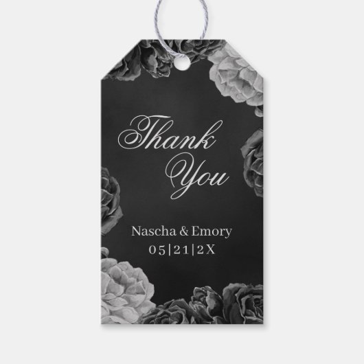 Donkere Gothic Floral Waterverf Weddenschap Bedank Cadeaulabel (Voorkant)