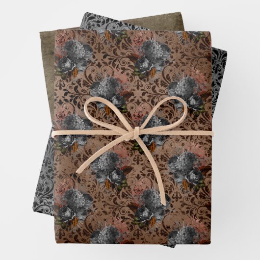 Donkere Gothic Grunge Pattern Inpakpapier Vel (In situ)