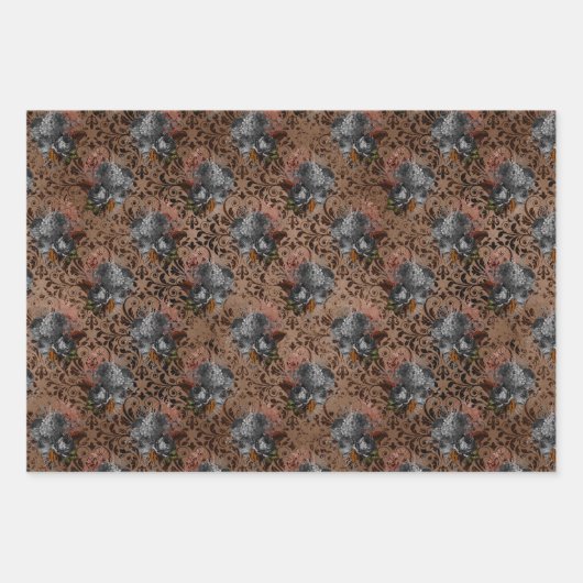 Donkere Gothic Grunge Pattern Inpakpapier Vel (Voorkant)