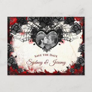 Donkere Gothic Halloween FOTO Save the Date Briefk Briefkaart