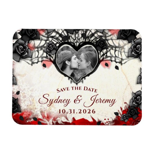 Donkere Gothic Halloween FOTO Save the Date Magnet Magneet (Horizontaal)